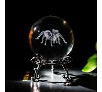 HDCRYSTALGIFTS 60 millimetri 3D Spider sfera di cristallo decorazione di Halloween con supporto 3D Laser inciso Tarantola Animal Figurine Prop decorativo vetro pieno sfera tavolo fermacarte