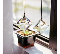 HDCRYSTALGIFTS Acchiappasole in cristallo trasparente da 50 mm, da appendere, con prisma in vetro, per finestre, balconi, cucine, giardini, decorazioni per albero di Natale, 2 pezzi
