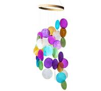 HDCRYSTALGIFTS Carillon a vento con conchiglie arcobaleno per interni ed esterni, dipinto a mano, colorato, spiaggia, costa, oceano, casa, esterno, giardino, decorativo, regalo commemorativo