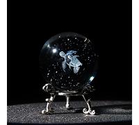 HDCRYSTALGIFTS Fermacarte a forma di tartarughe marine con incisione laser 3D con supporto, sfera piena di vetro da 60 mm, animale oceanico, decorazione per la casa, regali per la mamma