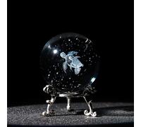 HDCRYSTALGIFTS Fermacarte a forma di tartarughe marine con incisione laser 3D con supporto, sfera piena di vetro da 60 mm, palla decorativa a forma di animale dell'oceano, decorazione per la casa