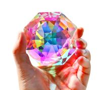 HDCRYSTALGIFTS Prisma arcobaleno da 80mm per acchiappasole per finestra, grande perla ottagonale di cristallo colorata, prismi per acchiappasole per interni ed esterni