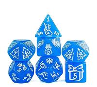 HDdais Christmas Dice 7-Die Polyhedral DND Dadi con albero di Natale e pupazzo di neve, adattato per Dungeons and Dragons MTG Gioco da tavolo D&D (blu)