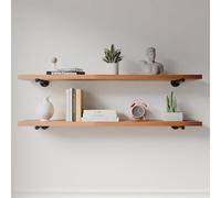 HDDFER Scaffali in legno da parete a tubo industriale, in vero legno, 139,7 cm, colore marrone speciale, con spessore extra di 3 cm, moderne mensole galleggianti per decorazioni rustiche