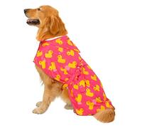 HDE Accappatoio per cani super assorbente con cappuccio per cani di taglia grande, anatre di gomma rosa, XL