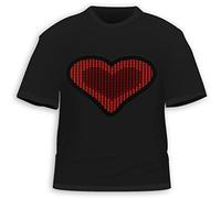HDE® Cuore Equalizer Sound Activated LED t-Shirt Nero Black m