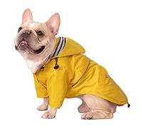 HDE Impermeabile per cani a doppio strato, impermeabile con cappuccio, per cani di piccola e grande, giallo - M