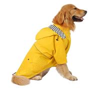 HDE Impermeabile per cani a doppio strato, impermeabile con cappuccio, per cani di piccola e grande, giallo - 2XL