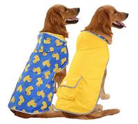 HDE Impermeabile reversibile per cani con cappuccio, poncho, giacca antipioggia per cani di taglia piccola, media e grande, anatre giallo - XXL