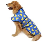 HDE Poncho impermeabile con cappuccio per cani e cuccioli di taglia piccola e XL (anatre di gomma, L)