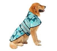 HDE Poncho impermeabile con cappuccio per cani e cuccioli di taglia piccola e XL (Dinosauri, L)