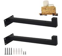 HDEYRSX 2 Pezzi Staffa per Mensola Galleggianti,Supporti per Mensole a Parete,Reggimensola Ferro,Supporti per Scaffali in metallo con Bordi per Ponteggi,con Viti,Nero (35cm)
