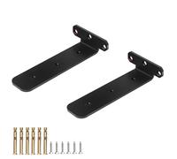 HDEYRSX 2 Pezzi Staffe per Mensole Galleggianti,Reggimensola Invisibile,Staffe per Mensole Pesanti a Parete,Scaffali a L in Metallo,per la Casa,la Cucina e l'ufficio,con Viti (250mm,Nero)