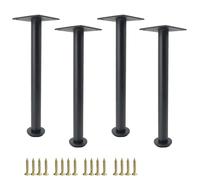 HDEYRSX 4 Pcs Gambe Regolabili per Tavolo Piedini per Mobili in Acciaio Inossidabile,Piedi di Supporto per Divano,Tavolini,Scrivania,Armadi,Letti,Bancone da Bar,con Viti (Nero,35cm)