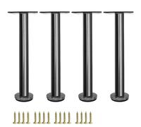 HDEYRSX 4 Pcs Gambe Regolabili per Tavolo Piedini per Mobili in Acciaio Inossidabile,Piedi di Supporto per Divano,Tavolini,Scrivania,Armadi,Letti,Bancone da Bar,con Viti (Nero-A,18cm)