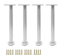 HDEYRSX 4 Pcs Gambe Regolabili per Tavolo Piedini per Mobili in Acciaio Inossidabile,Piedi di Supporto per Divano,Tavolini,Scrivania,Armadi,Letti,Bancone da Bar,con Viti (Argento,60cm)