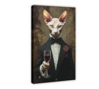 HDFBDUWY Poster di animali domestici, stampe animali in veste, ritratti divertenti, decorazione bar, regali (59)