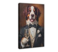 HDFBDUWY Poster di animali domestici, stampe di animali in abiti, ritratti divertenti, decorazione bar (85)