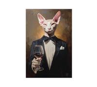 HDFBDUWY Poster di animali domestici, stampe di animali in veste, ritratti divertenti, decorazione per bar, regali (48)