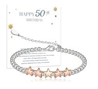 HDFHDF 1 braccialetto personalizzato da donna regolabile regalo di compleanno con biglietto placcato argento Rose Venus 40, 50, 60 ° Invio di mamma, figlia, buona amica, moglie, fidanzata sorelle