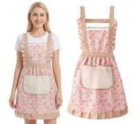 HDFHDF 1 grembiule da cuoco da donna, costume da donna, grembiule da principessa, per cucina di casa, caffetteria, cottura, cibo, protezione dell'olio, grandi tasche intorno alla vita, rosa