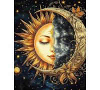 Hdfvlfdsa 11Ct Kit Punto A Croce Timbrato Sole E Luna 40X50Cm Fai-Da-Te Ricamo Linea Completa Di Kit Iniziali Per Ricamo Prestampato Per Principianti