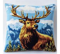 Hdfvlfdsa Cuscino Da Ricamare Punto Croce Kit Punto Croce Da Ricamare Alce Dei Cartoni Animati 45X45Cm Cuscino Ricamato A Mano Con Set Fai Te Per Adulti Principianti Per Arredamento Casa