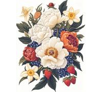 Hdfvlfdsa Kit Punto Croce Fiori Di Peonia Schemi Quadri Set Ricamo Punto Croce Kit Da Ricamare Principianti Starter Prestampato Stampato Cross Stitch Embroidery Ricami 40X50cm