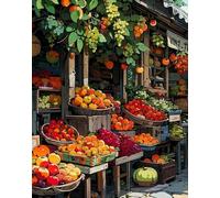 Hdfvlfdsa Kit Punto Croce Negozio Di Frutta Schemi Quadri Set Ricamo Punto Croce Kit Da Ricamare Principianti Starter Prestampato Stampato Cross Stitch Embroidery Ricami 40X50cm