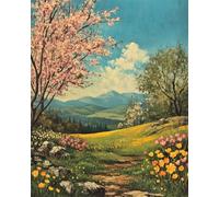 Hdfvlfdsa Kit Punto Croce, Paesaggio Primaverile 40X50Cmschemi Quadri Set Ricamo Punto Croce Kit Da Ricamare Principianti Starter Prestampato Stampato Completo Bambini Cross Stitch Embroidery Ricami