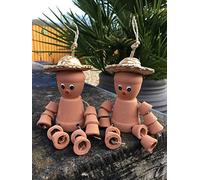 hdg Set di 2 vasi da fiori in terracotta da uomo, stile Bill & Ben (piccole dimensioni), ornamento da giardino