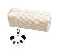 HDGSAFD 1 astuccio in corda, 1 ciondolo panda, semplice a tinta unita, grande borsa per cancelleria, astuccio con chiusura lampo, astuccio per pennelli da trucco, Bianco latte., taglia unica, moderno