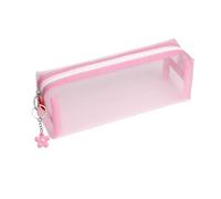 HDGSAFD 1 astuccio in rete trasparente, 1 ciondolo a forma di fiore, grande astuccio, astuccio con cerniera, custodia per cancelleria studentesca, borsa cosmetica, Colore: rosa., Astuccio