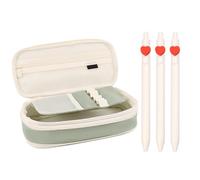 HDGSAFD 1 Astuccio Retrattile Di Grande Capacità E 3 Penne Gel, Astuccio In Tela, Cancelleria Per Studenti, Astuccio Per Ragazze, Materiale Scolastico