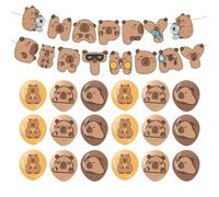 HDGSAFD 1 Bandiera di Capybara di Cartoon E 18 Palloncini, Bandiera di Animali Carini, Decorazioni per Feste, Forniture per Feste di Compleanno.