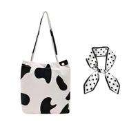 HDGSAFD 1 Borsa A Tracolla, 1 Nastro Decorativo, Borsa Per Il Tempo Libero In Bianco E Nero, Borsa In Velluto A Coste, Pratica Borsa A Tracolla Con Fibbia Magnetica