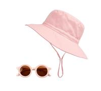 HDGSAFD 1 cappello da sole per bambini, con 1 paio di occhiali da sole per bambini, cappello da sole estivo, cappello da spiaggia rosa, cappello da pesca, cappello da sole traspirante e confortevole