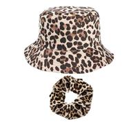 HDGSAFD 1 Cappello Estivo da Donna, 1 Elastico con Stampa Leopardata, Cappello da Sole da Donna, Cappello da Sole Pieghevole da Donna, Cappello da Pescatore Reversibile da Donna