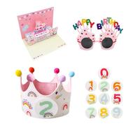 HDGSAFD 1 cappello numerato, 1 paio di occhiali, 1 biglietto di compleanno, set di decorazioni di compleanno, cappello di compleanno con numeri, cappello di compleanno con numeri intercambiabili