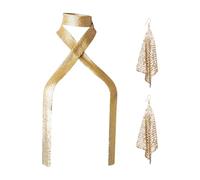 HDGSAFD 1 Collana con Sciarpa E 1 Paio di Orecchini, Sciarpa con Paillettes in Metallo, Sciarpa Glitterata, Sciarpa con personalità della Moda, Accessori di Abbigliamento