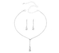 HDGSAFD 1 Collana E 1 Paio di Orecchini, Gioielli con Strass, Gioielli Scintillanti, Gioielli per Abiti, Gioielli da Sposa, Accessori di Abbigliamento