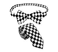 HDGSAFD 1 Cravatta A Quadri In Bianco E Nero E 1 Papillon A Quadri In Bianco E Nero, Accessori Cosplay, Cravatta Decorativa, Cravatta Da Festa