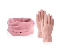 HDGSAFD 1 Paio Di Guanti In Tessuto, 1 Sciarpa In Peluche, Set Termico Invernale, Tuta Da Esterno Resistente Al Freddo, Decorazione Rosa Sui Vestiti