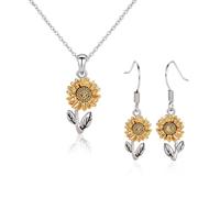 HDGSAFD 1 Paio di Orecchini Girasole E 1 Collana Girasole, Gioielli Creativi, Gioielli Semplici di Moda, Gioielli da Donna