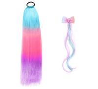 HDGSAFD 1 Parrucca A Coda Di Cavallo E 1 Treccia Di Prua, Parrucca Per Bambini, Multicolore, 66 cm