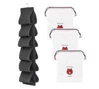 HDGSAFD 1 Pezzo Di 12-Vano Scarpa Sacchetto Di Immagazzinaggio E 3 Pezzi Di Scarpa Sacchetto Di Polvere, Appeso Scarpiera, Necessità Quotidiane, Scarpe Da Viaggio Di Stoccaggio (Nero.