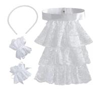 HDGSAFD 1 Pezzo di Colletto in Pizzo, 1 Paio di Maniche in Pizzo, 1 Pezzo di Fascia Perla, Decorazione di Abbigliamento Bianco, Accessori per Abbigliamento Creativo.