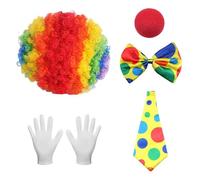 HDGSAFD 1 Pezzo di Parrucca alla Testa Esplosiva, 1 Pezzo di Naso da Clown, 1 Pezzo di Papillon, 1 Pezzo di Cravatta, Accessori per Il Gioco di Ruolo.