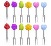 HDGSAFD 12 Pezzi di Forchette di Frutta, Forchette di Frutta in Acciaio Inossidabile in Silicone, tè alla Frutta Riutilizzabile, Comodi Segnali di Frutta Mini.