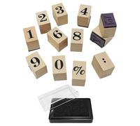 HDGSAFD 12 Timbri Digitali E 1 Tampone di Inchiostro, Timbri in Legno, Materiali per Diari Fai-da-Te, Timbri per Decorazioni su Carte